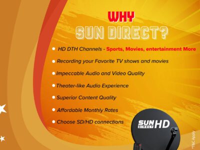 Take your entertainment to the next level with Sun Direct's HD Set-Top Box, offering superior viewing quality and an extensive range of channels. Upgrade today to enhance your overall viewing experience.