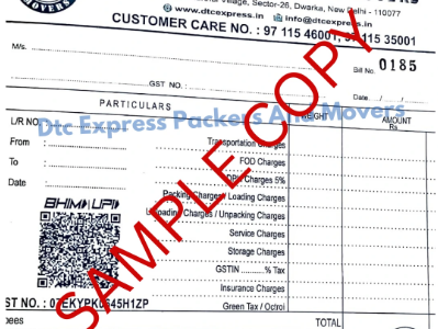 Packers and Movers Bill for Claim - Movers and Packers Bill for Claim
