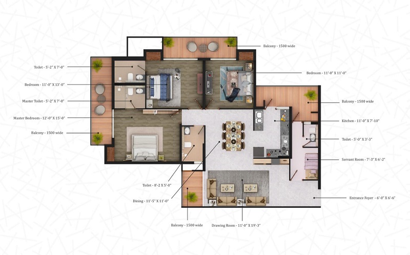 3 BHK Luxury Apartment in Siddharth Vihar - The Element