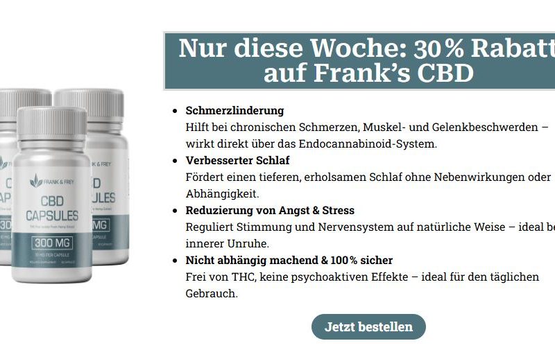 Frank & Frey CBD-Kapseln 300mg: Inhaltsstoffe, Vorteile & echte Ergebnisse