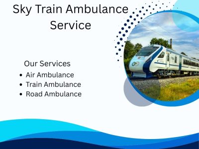 Sky Train Ambulance Service in Dibrugarh is available to transport your critically ill patient's loved ones
