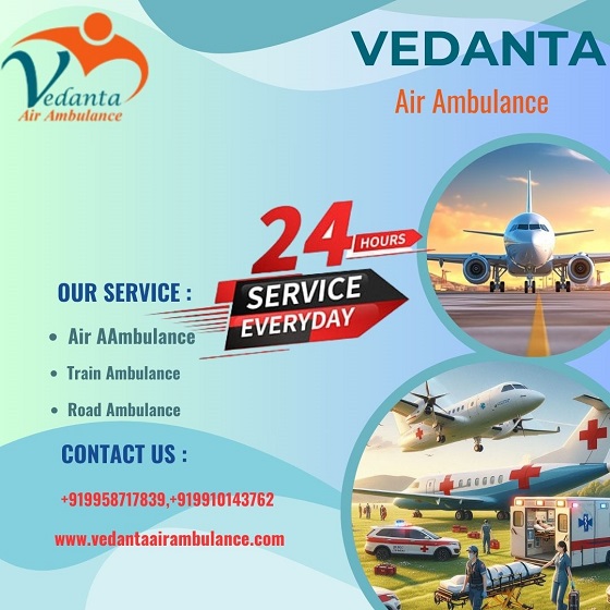 Vedanta Air Ambulance Service in Varanasi with Paramount Ventilator Setup at a Low Price