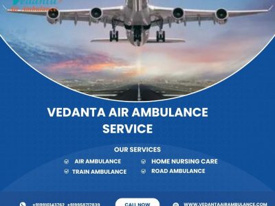 Vedanta Air Ambulance Service provides transportation facility in Ahmedabad at the lowest booking cost