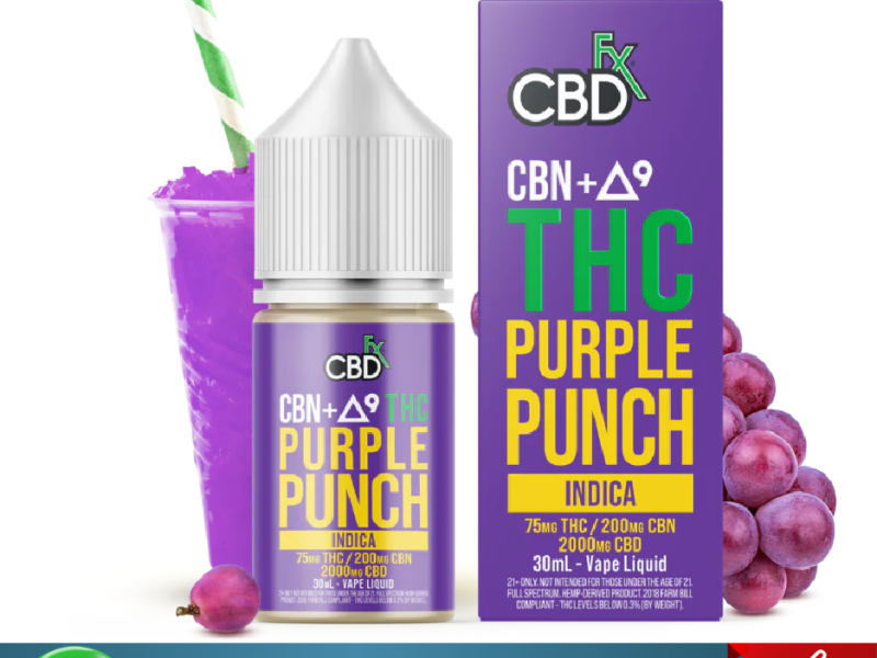 CBDFX CBD + Delta-9 THC Vape Juice – Purple Punch – Indica In Gujranwala/03174875200