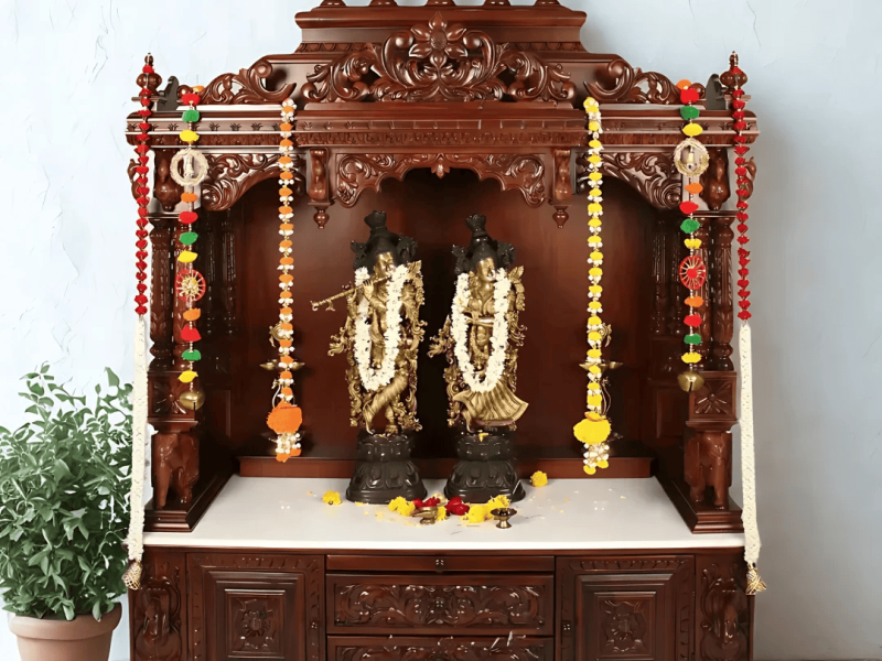 Handcrafted Wooden Mandir for Home – Elegant Pooja Temples by DZYN Furnitures
