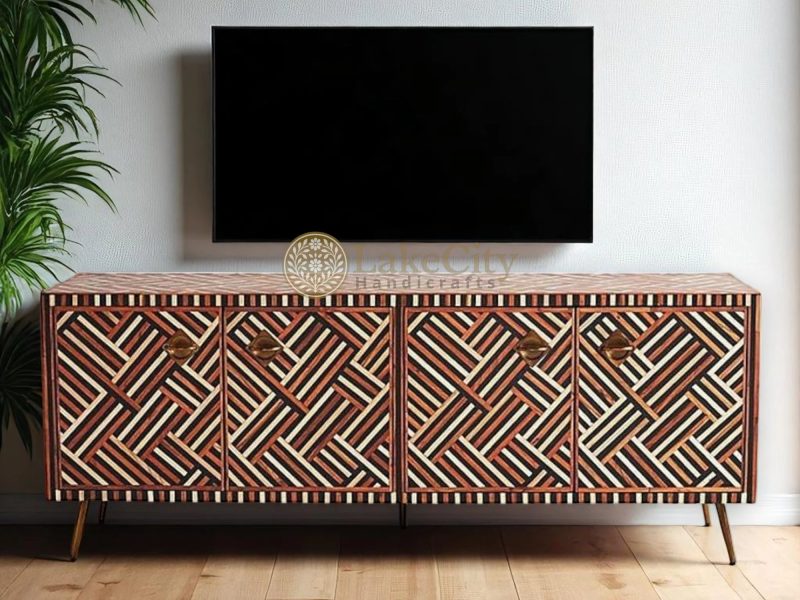 Elegant Carved Wood Media Console | Lakecity Handicrafts
