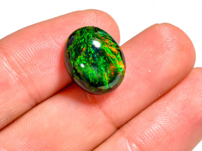 Natural Black Ethiopian Opal Cabochon | Fiery Oval Gemstone