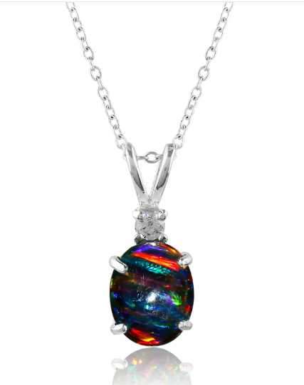 1.3 Ct Black Line Ethiopian Opal Pendant