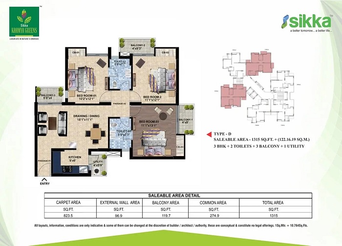 2 BHK & 3 BHK Apartments in Greater Noida west - Sikka Kaamya Greens
