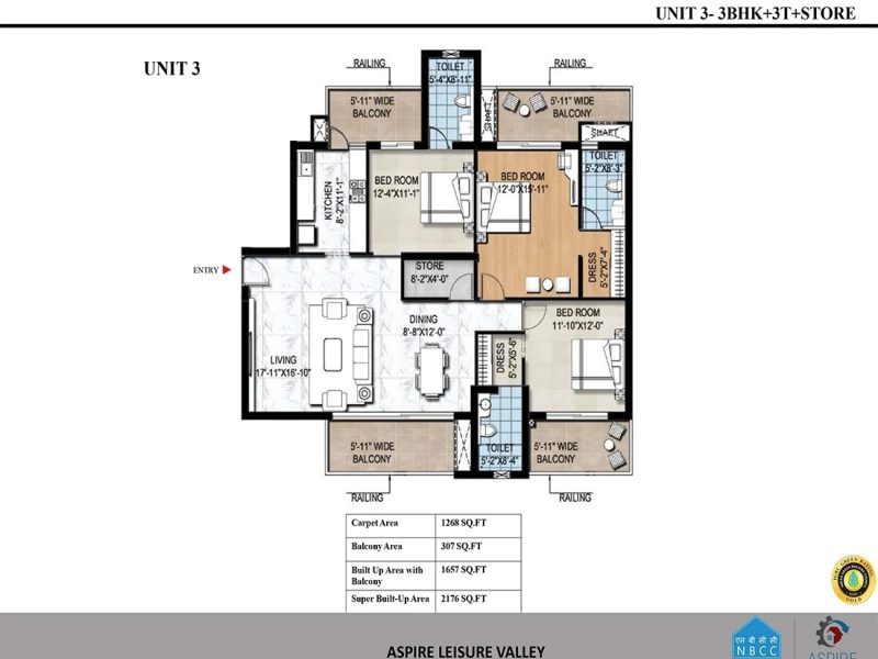 3 BHK Apartments in Techzone 4 | Au Asipre Leisure Valley