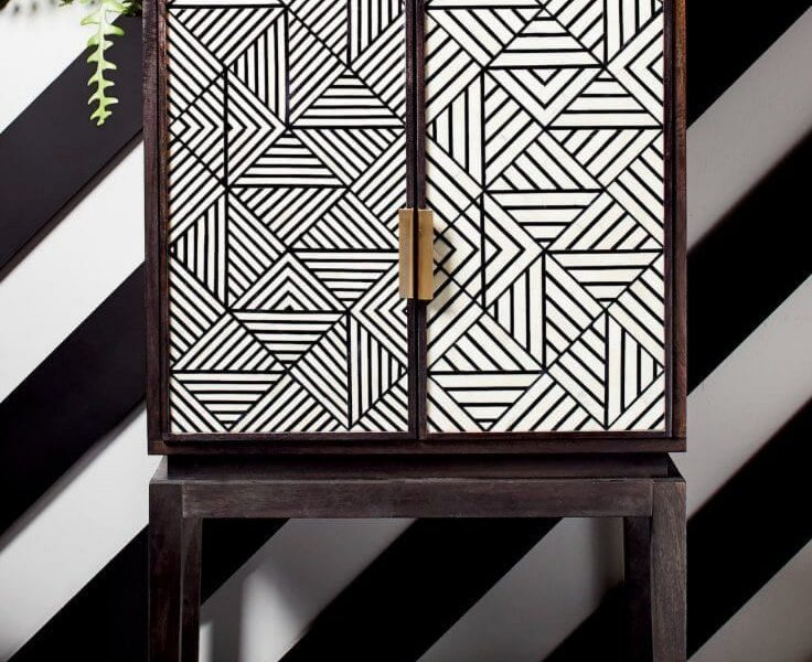 Elegant Bone Inlay Bar Cabinet for Stylish Storage