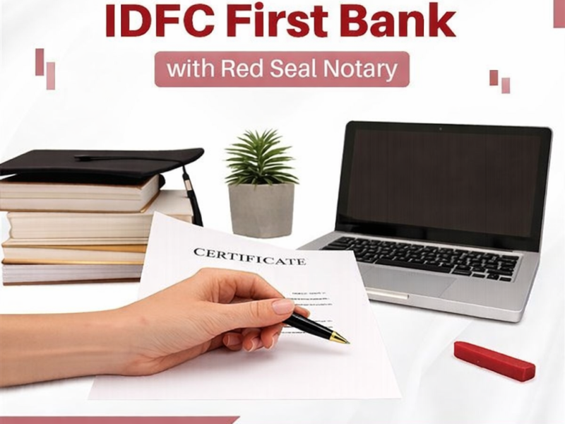 Attestation for IDFC First Bank with Red Seal Notary 