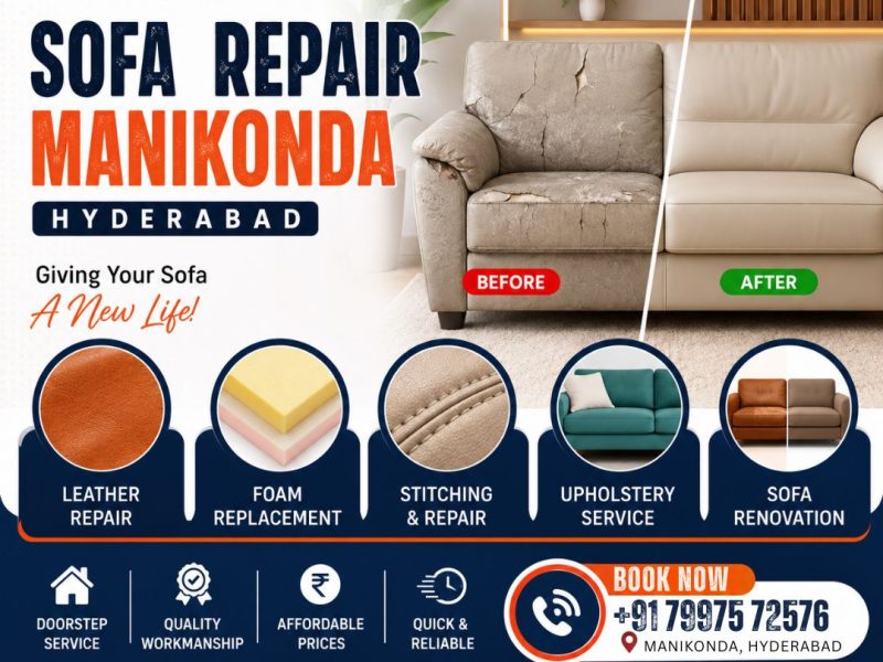 Expert Sofa Repair, Foam Replacement & Upholstery Service in Manikonda, Hyderabad