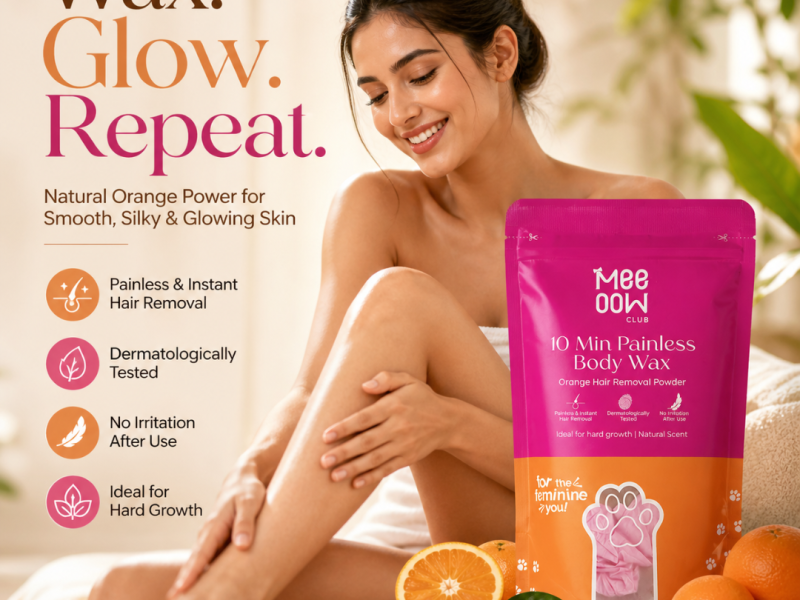 10 Min Painless Body Wax | Orange Hair Removal Powder for Smooth & Glowing Skin