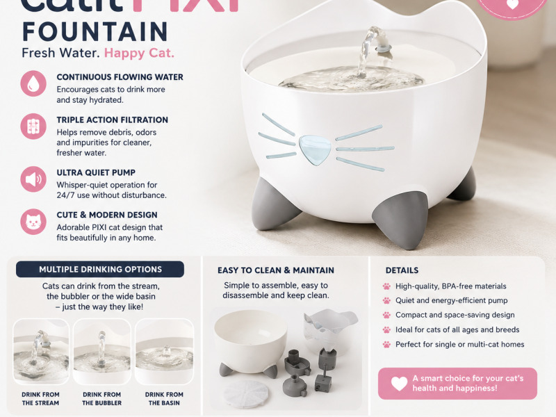Catit Pixi Fountain – Smart Water Fountain for Cats