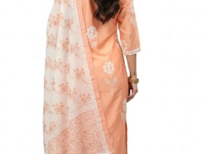 Best Women Co-ord Sets Online | Peach Floral Kurta Set Rs. 2199