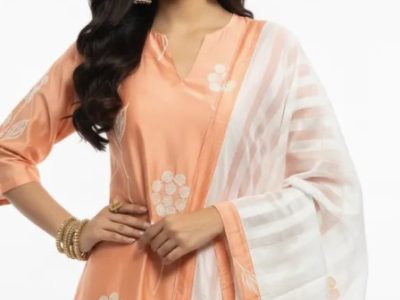 Best Women Co-ord Sets Online | Peach Floral Kurta Set Rs. 2199