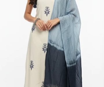 Online Trendy Co-Ord Sets | Cream Blue Cotton Suit Rs. 1499