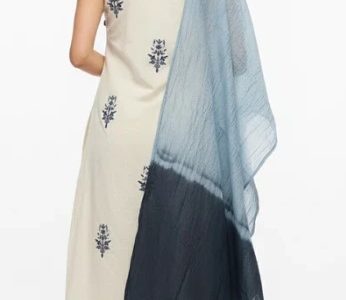Online Trendy Co-Ord Sets | Cream Blue Cotton Suit Rs. 1499