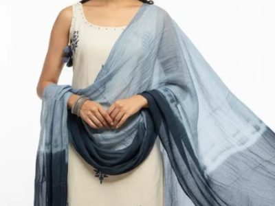 Online Trendy Co-Ord Sets | Cream Blue Cotton Suit Rs. 1499