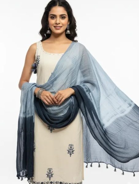 Online Trendy Co-Ord Sets | Cream Blue Cotton Suit Rs. 1499