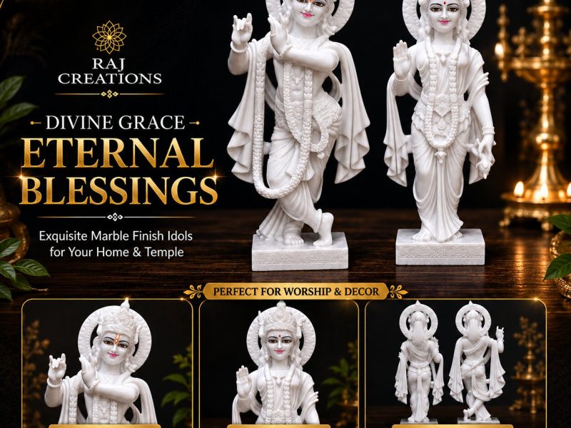 Temple Style Marble Radha Krishna Idol for Sacred Spaces