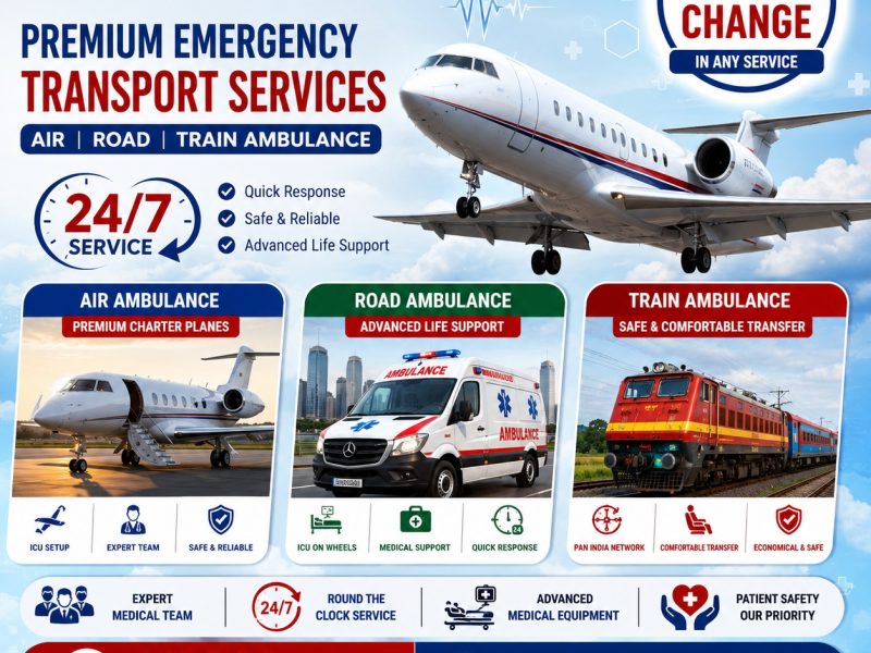 Avail of Panchmukhi Air and Train Ambulance in Kolkata with an Advanced Medical Team