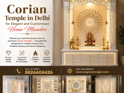 Corian Temple in Delhi for Elegant and Customized Home Mandirs
