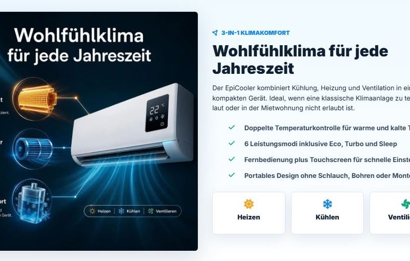 EpiCooler Deutschland -Testbericht – Leistungsstarke, mobile Kühlung für jeden Raum