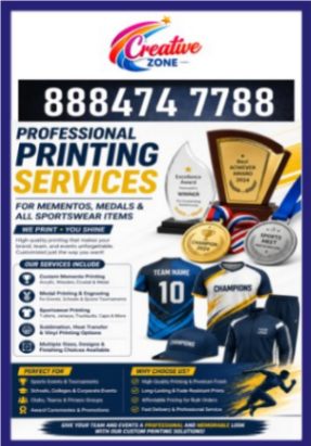 Memento and Medal printing | Affordable Pricing | Bulk Orders | Creative Zone | 501