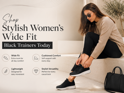 Shop Stylish Women's Wide Fit Black Trainers Today