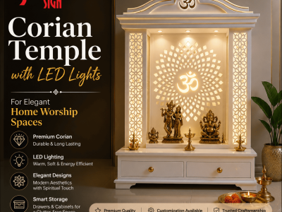 Corian Temple with LED Lights for Elegant Home Worship Spaces