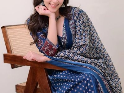 KLOSIA Women’s Rayon Printed Anarkali Kurta and Pant with Dupatta Set