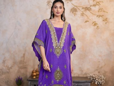 Stylish Purple Kaftan Suit Set for Women