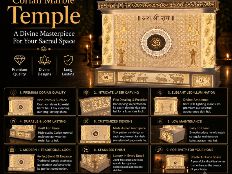 Engraverssign – Bringing Devotion Home with Every Corian Mandir Design