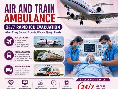 Hire Panchmukhi Air and Train Ambulance Service in Guwahati for Safe and Comfortable Medical