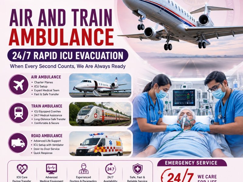 Hire Panchmukhi Air and Train Ambulance Service in Guwahati for Safe and Comfortable Medical