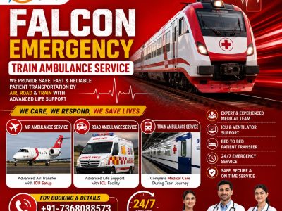 Falcon Emergency ICU Train Ambulance in Kolkata- Emergency Care Offered throughout the journey