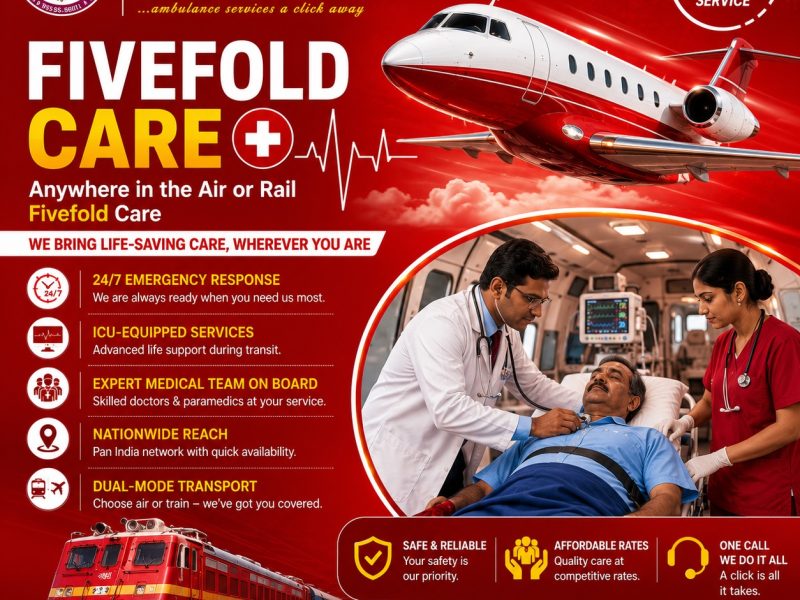 Panchmukhi Best Patient Shifting Ambulance in Ranchi- Specialized rail ambulance with exceptional features