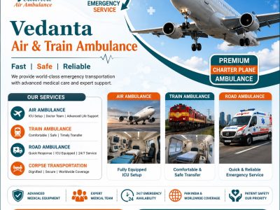 Easily book Vedanta Medical Air Ambulance in Ranchi at affordable rates
