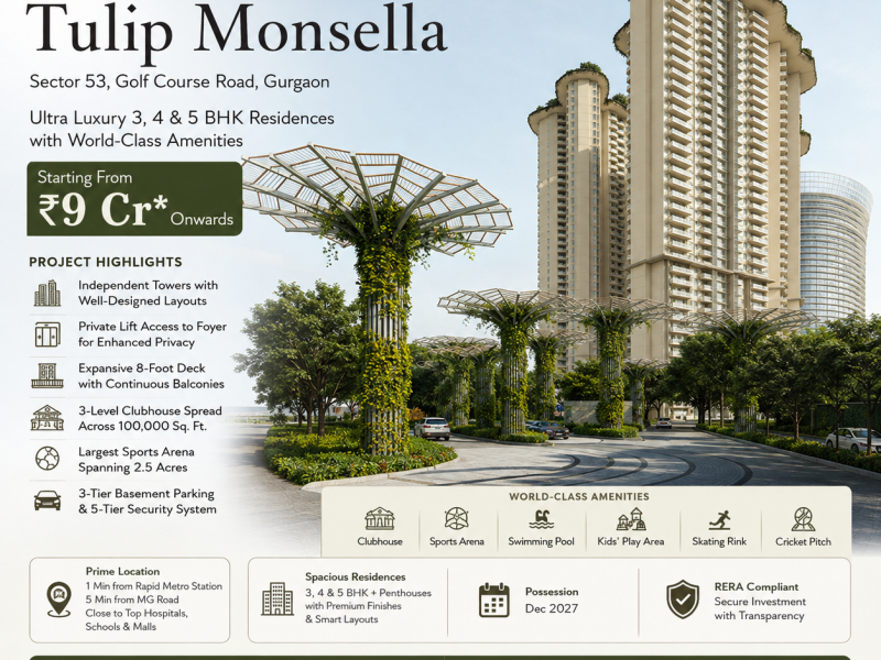 Tulip Monsella Gurgaon: Luxury Residences on Golf Course Road for Premium Living