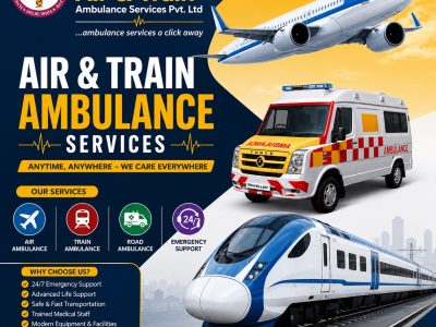Panchmukhi Train Ambulance in Guwahati- Comfortable transfer with oxygen support