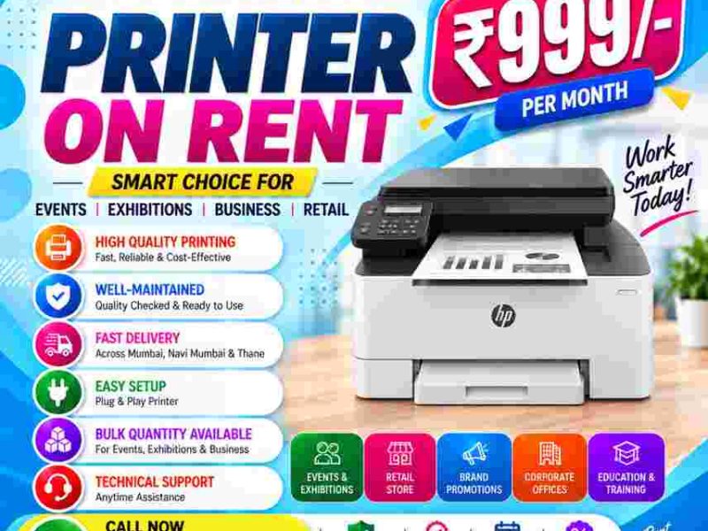 printer on rent at Rs 999/- Mumbai, Vashi, Navimumbai