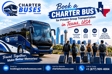 Reserve a charter bus for private group transportation in Texas,USA